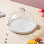 Cake Plate With Cover White 8.5 Inch Nestasia