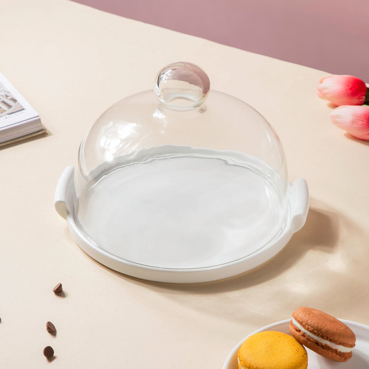 Cake Plate With Cover White 8.5 Inch Nestasia
