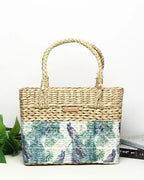 Handcrafted Seagrass Tote Bag & Marketing Basket - Peacock