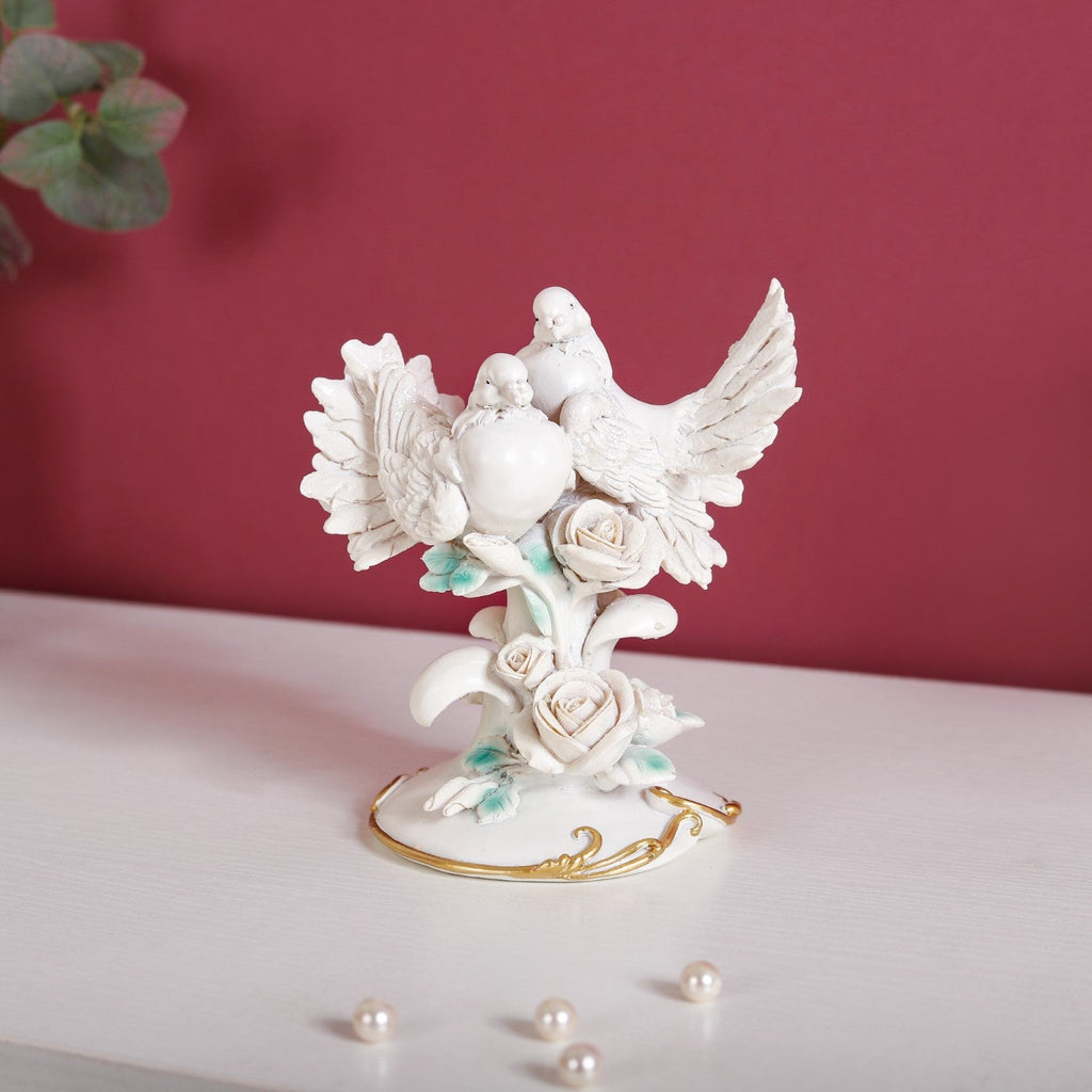 Birds Couple Figurine For Home Decor White Nestasia