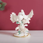 Birds Couple Figurine For Home Decor White Nestasia