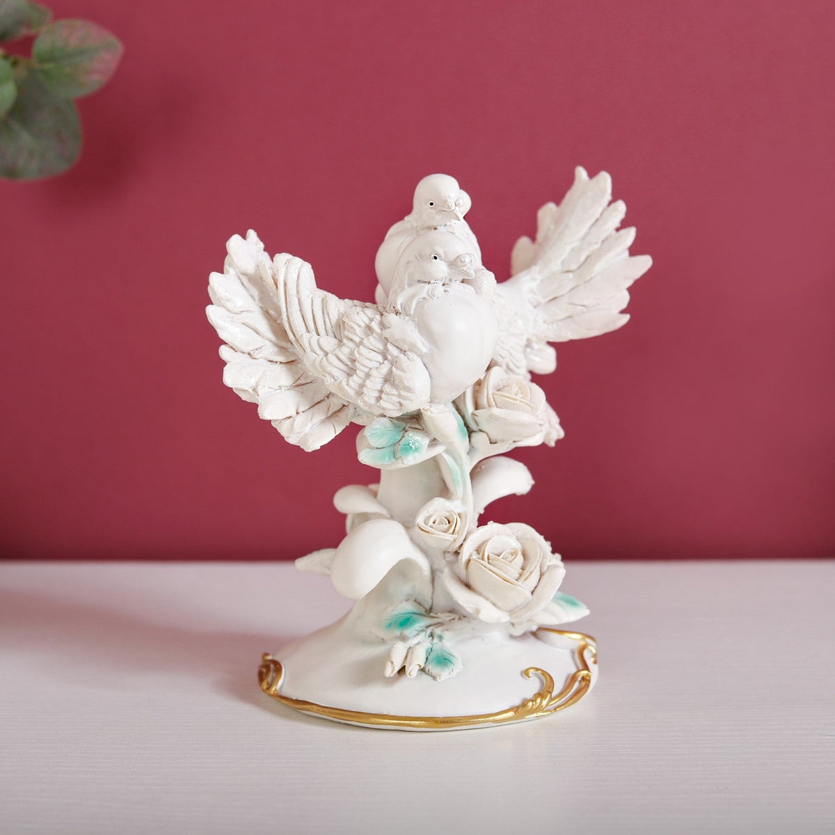 Birds Couple Figurine For Home Decor White Nestasia