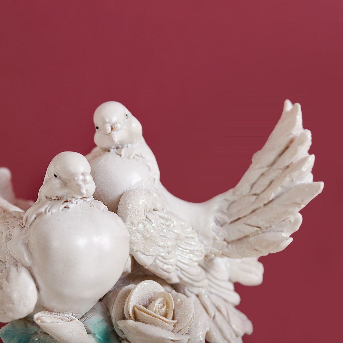 Birds Couple Figurine For Home Decor White Nestasia