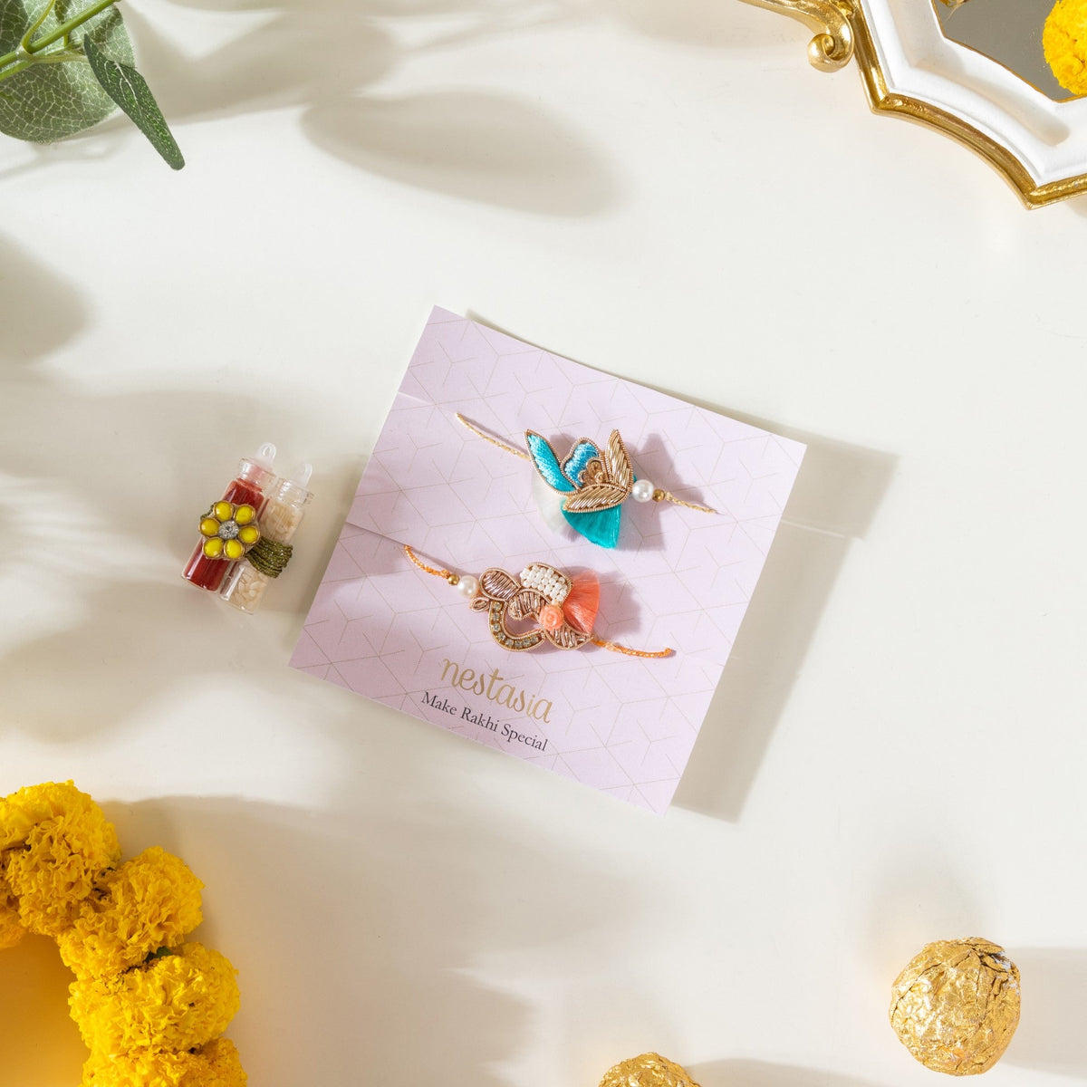 Tea Cup Rakhi Gift Hamper Set Of 4 Nestasia