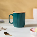 Ceramic Mug with Wooden Lid Green Nestasia