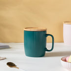 Ceramic Mug with Wooden Lid Green Nestasia