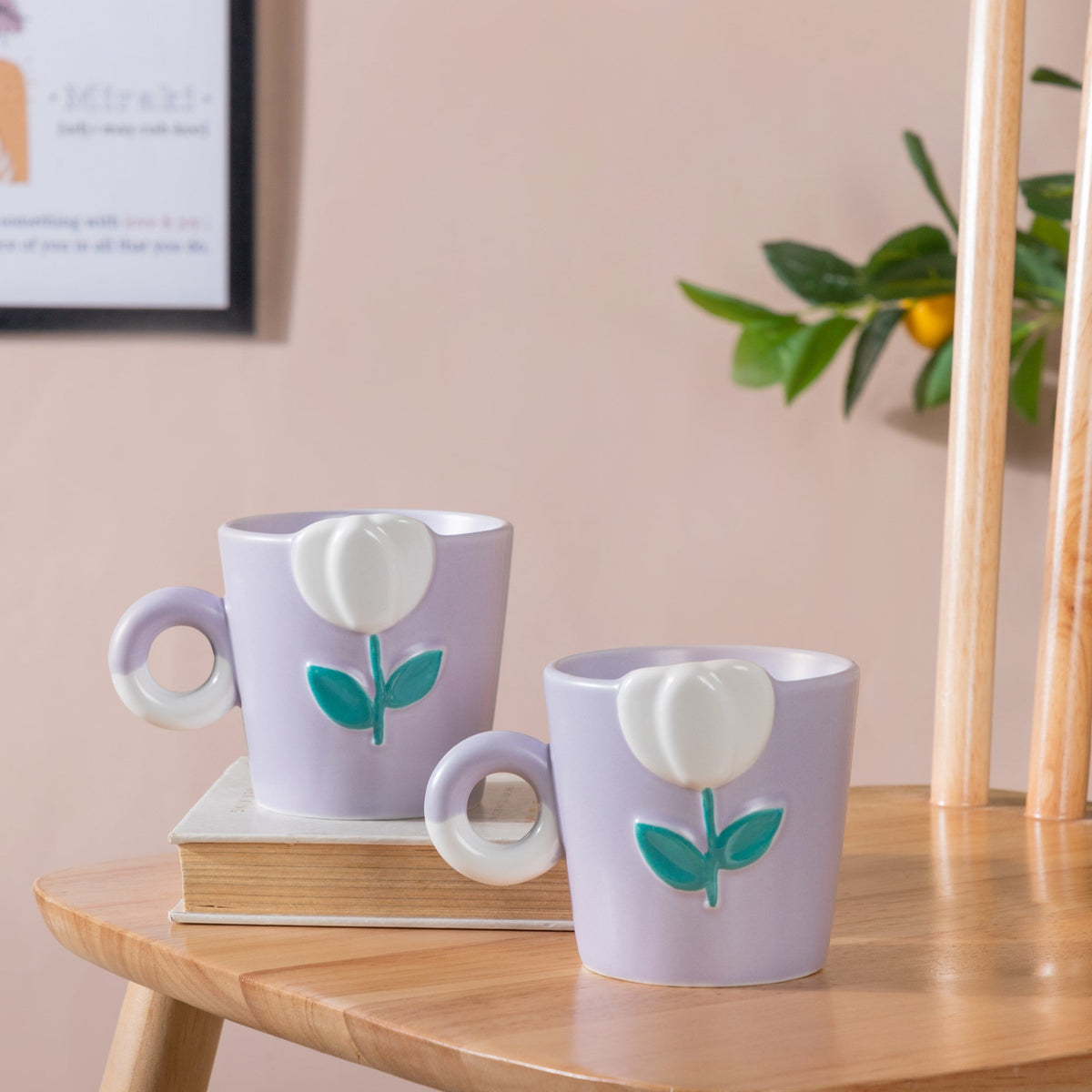 Tulip Coffee Mug Lilac Set of 2 330ml Nestasia