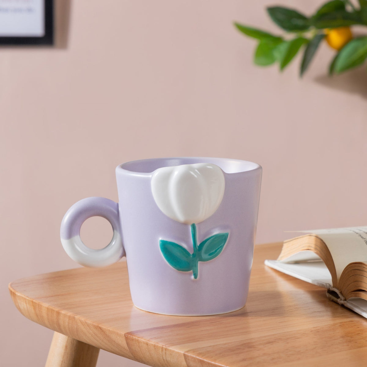 Tulip Coffee Mug Lilac Set of 2 330ml Nestasia