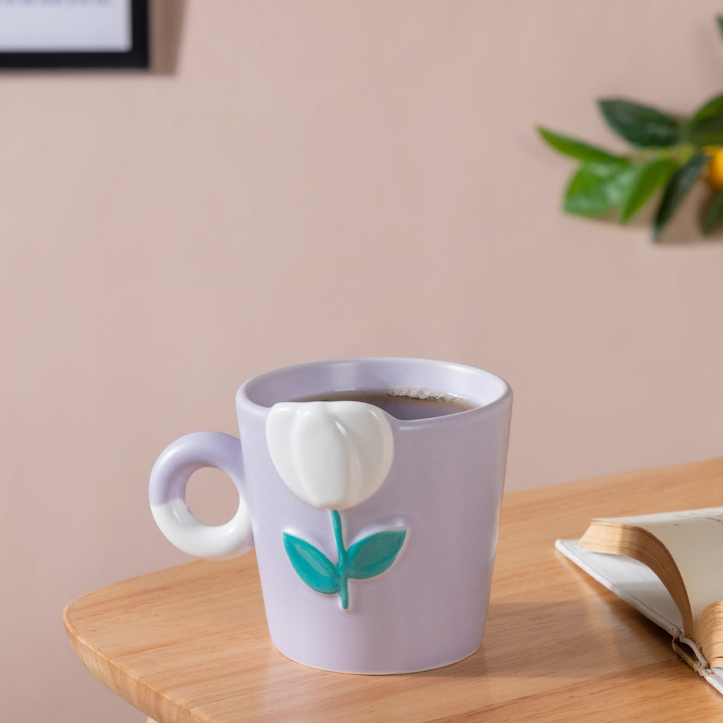 Tulip Coffee Mug Lilac Set of 2 330ml Nestasia