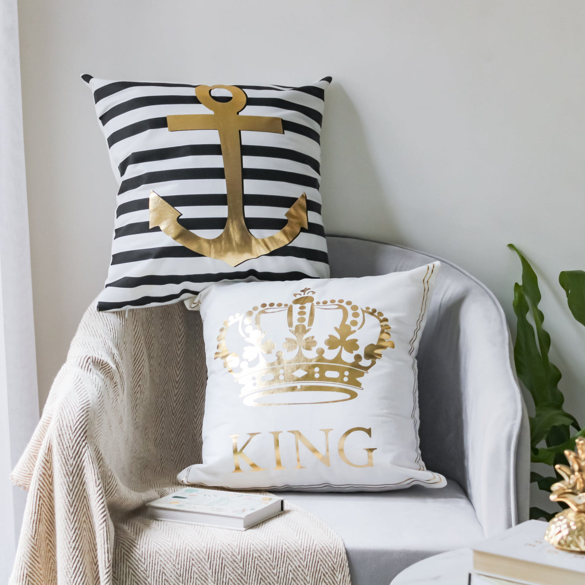 White and Gold Pillow Case Nestasia