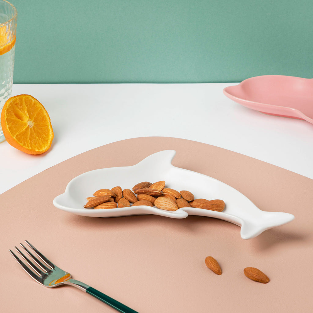Cloud White Dolphin Snack Plate 8 Inch Nestasia