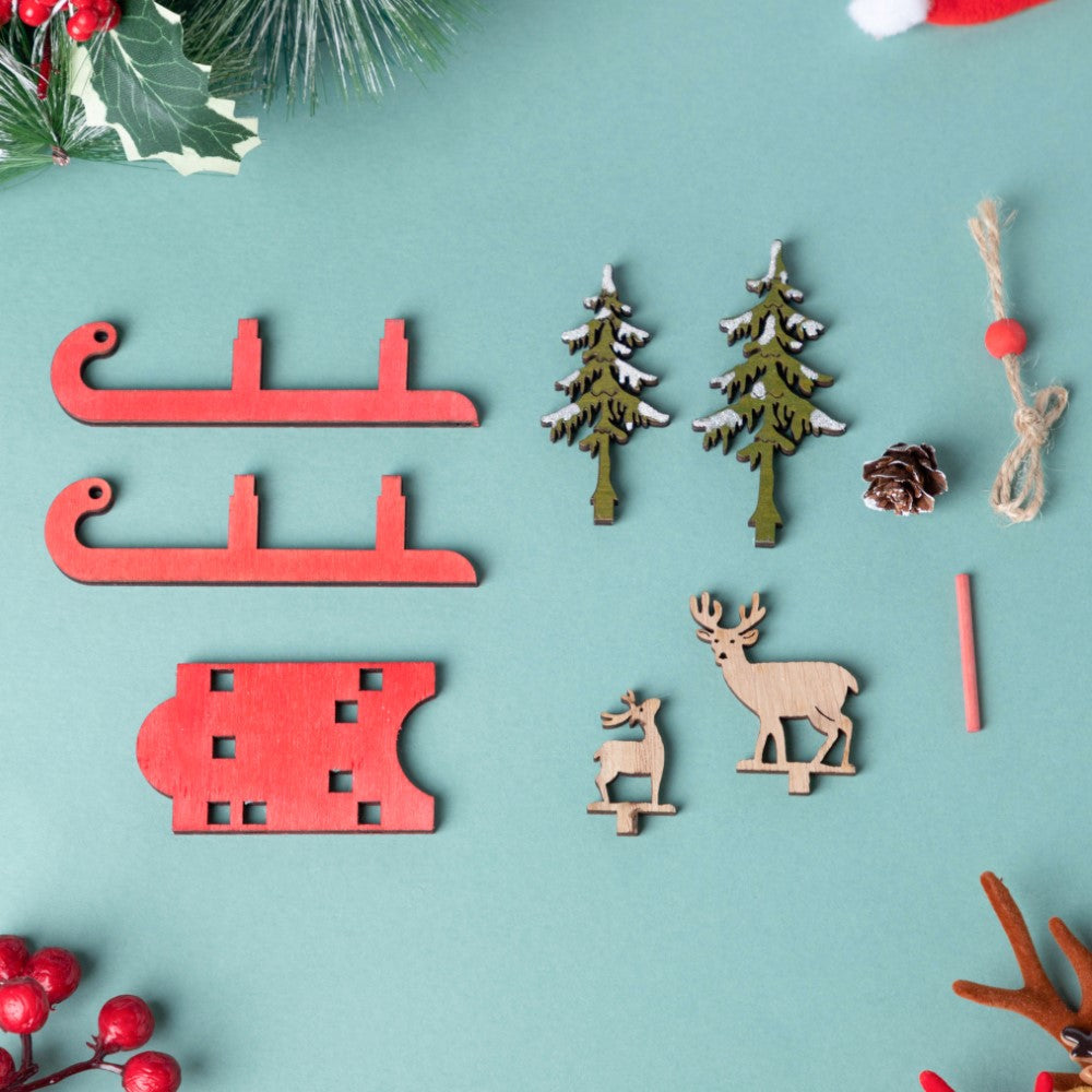 DIY Reindeer Sleigh Wooden Ornament Nestasia