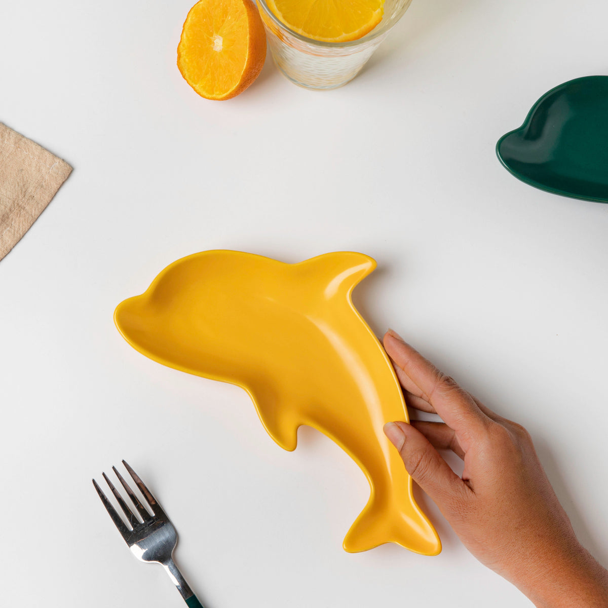 Sunshine Dolphin Yellow Snack Plate 8 Inch Nestasia