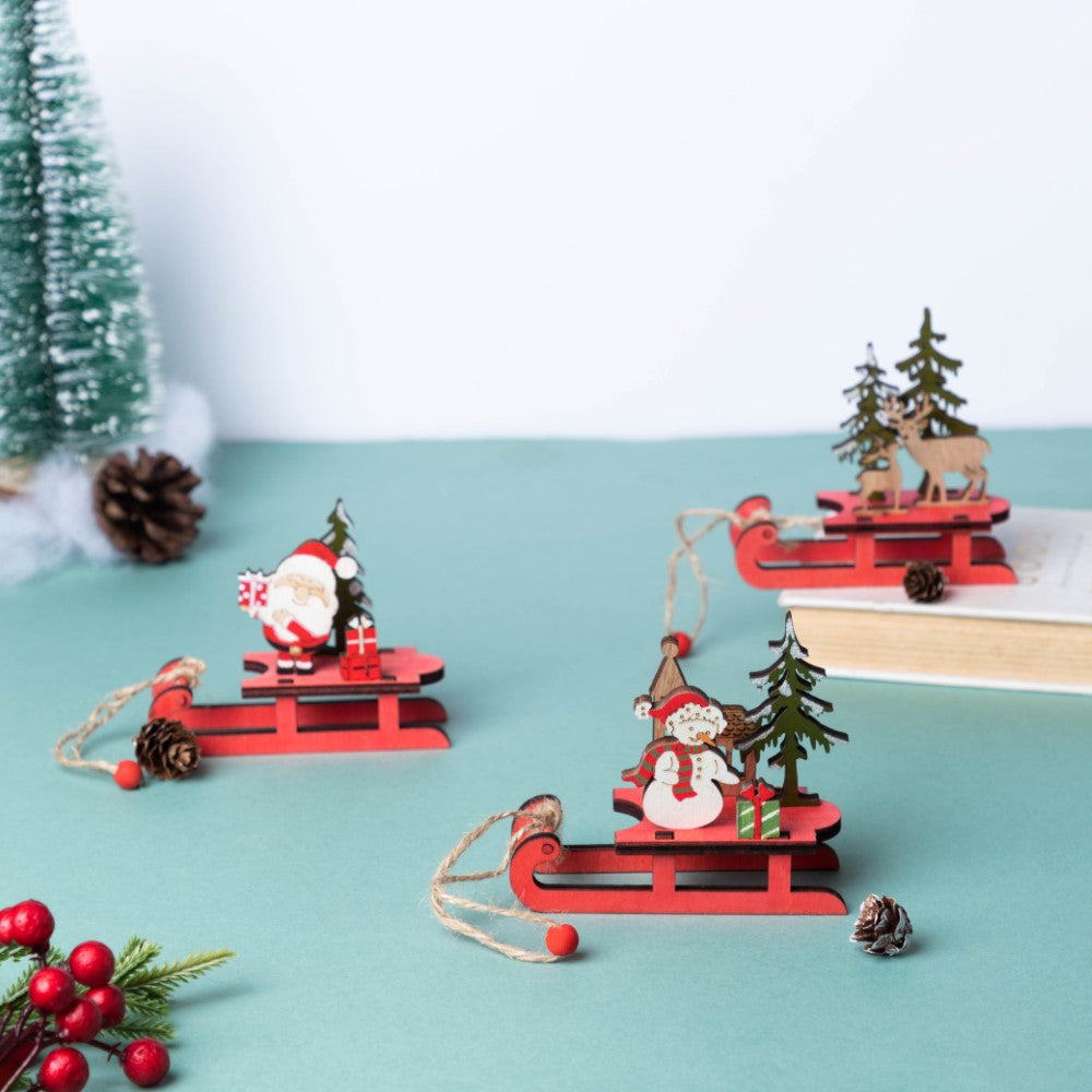 DIY Reindeer Sleigh Wooden Ornament Nestasia