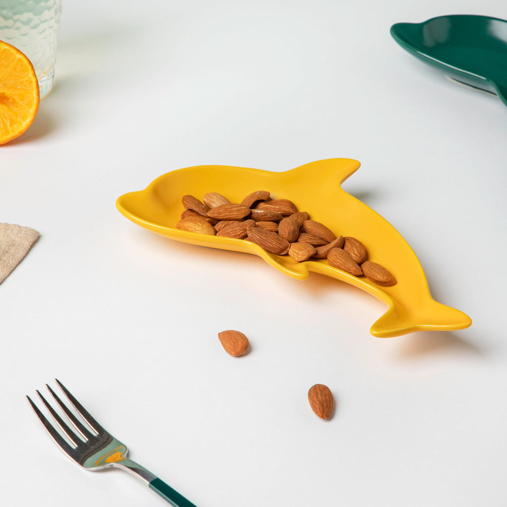 Sunshine Dolphin Yellow Snack Plate 8 Inch Nestasia