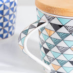 Mosaic Multicoloured Mug With Wooden Lid 500 ml Nestasia