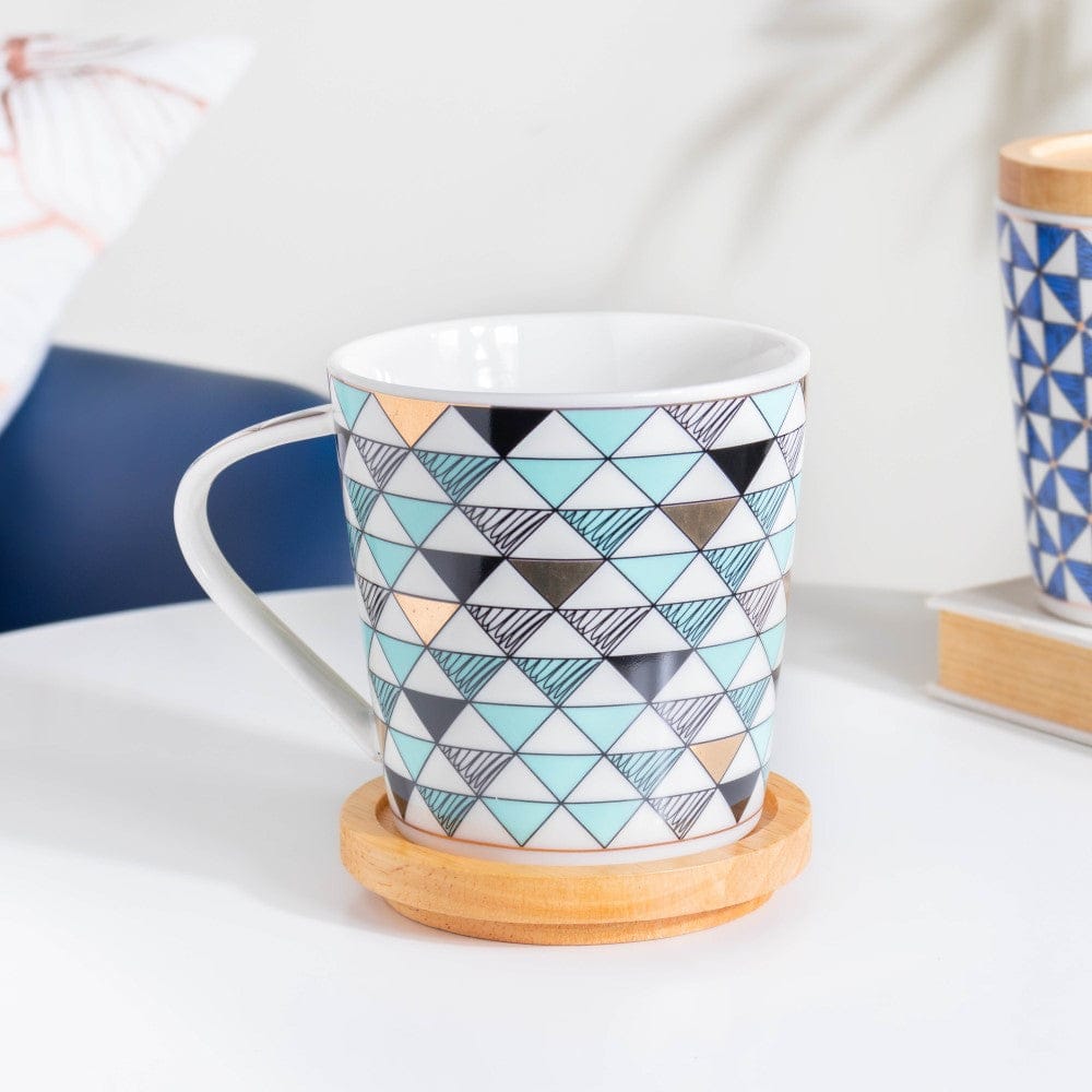 Mosaic Multicoloured Mug With Wooden Lid 500 ml Nestasia