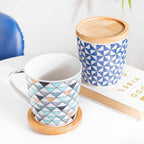 Mosaic Multicoloured Mug With Wooden Lid 500 ml Nestasia