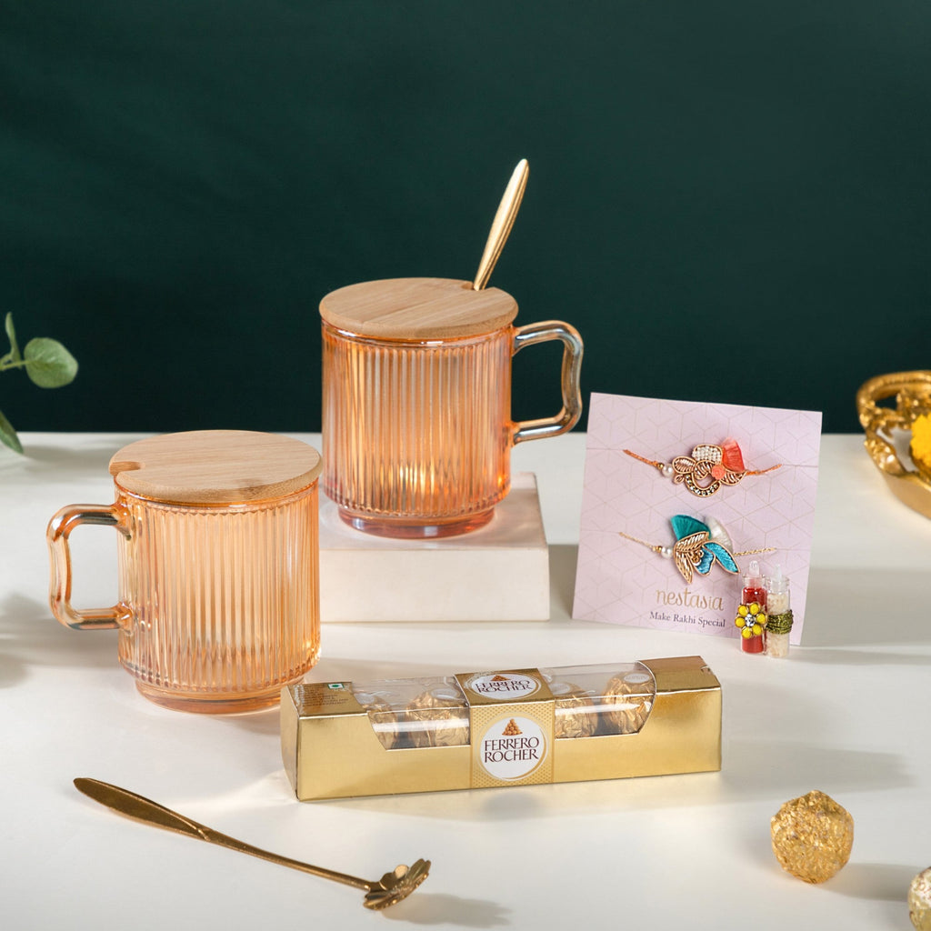 Tea Cup Rakhi Gift Hamper Set Of 4 Nestasia