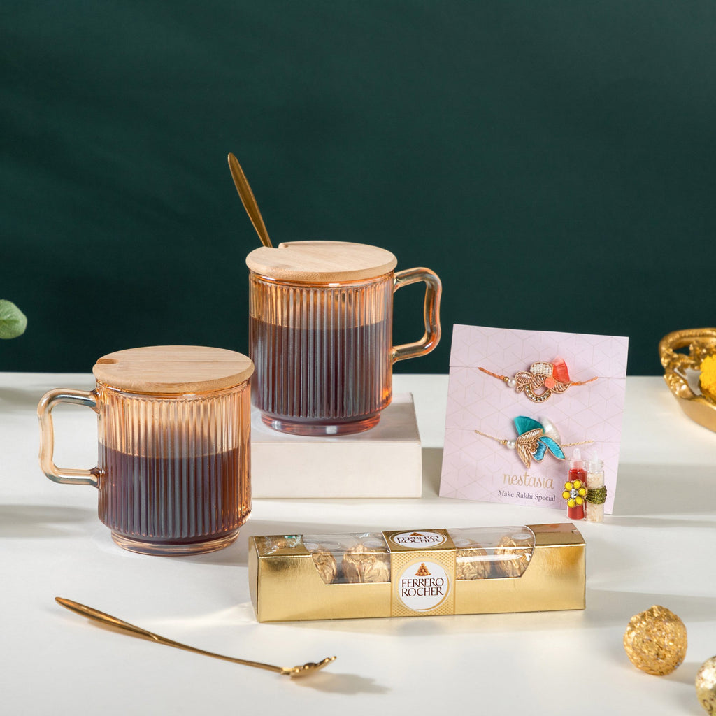 Tea Cup Rakhi Gift Hamper Set Of 4 Nestasia