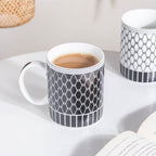 Trellis Gloss Ceramic Mug Black 300 ml Nestasia