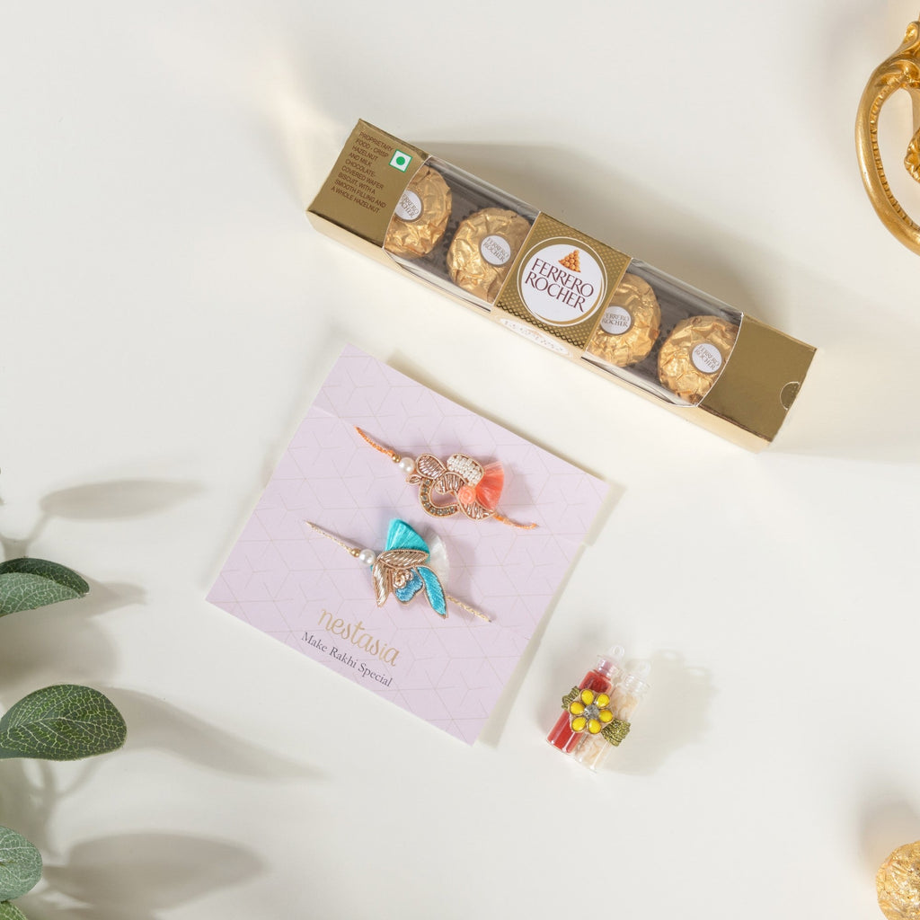 Tea Cup Rakhi Gift Hamper Set Of 4 Nestasia