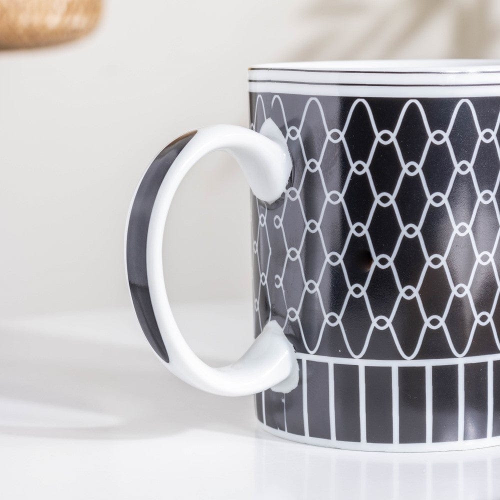 Trellis Gloss Ceramic Mug Black 300 ml Nestasia