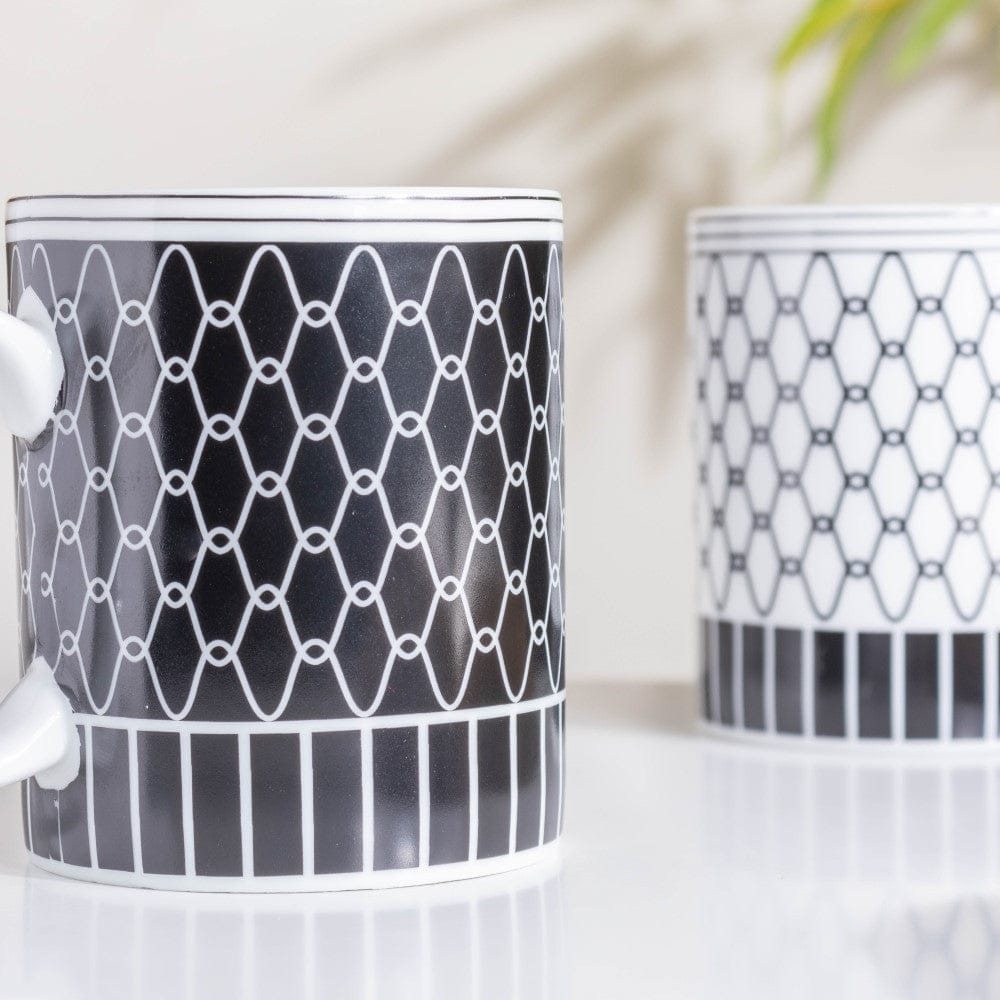 Trellis Gloss Ceramic Mug Black 300 ml Nestasia