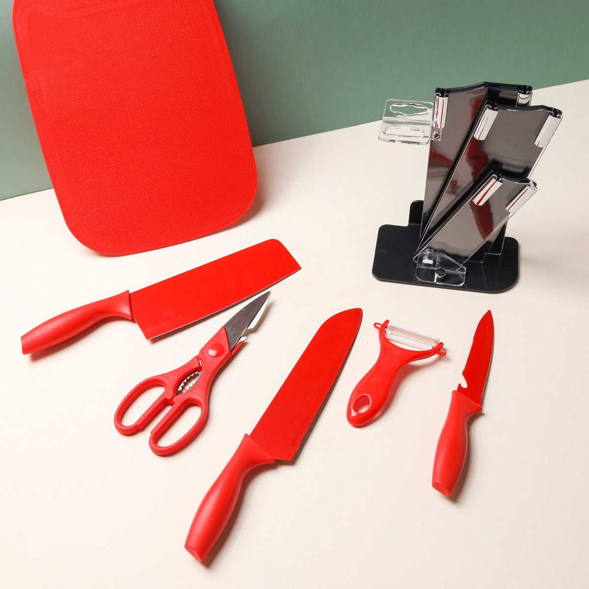 Knife Block Set - Red Nestasia