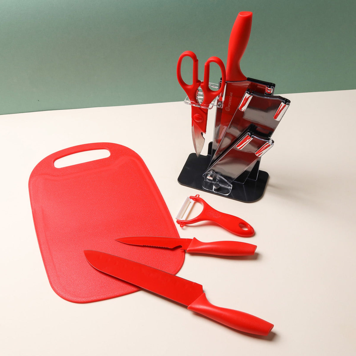 Knife Block Set - Red Nestasia