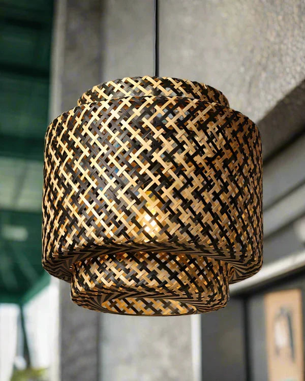 Artistic Bamboo Hanging Lamp for Balcony and Patio