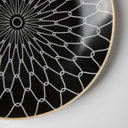 Trellis Gloss Ceramic Dinner Plate Black White Rim 10 Inch Nestasia