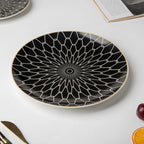 Trellis Gloss Ceramic Dinner Plate Black White Rim 10 Inch Nestasia