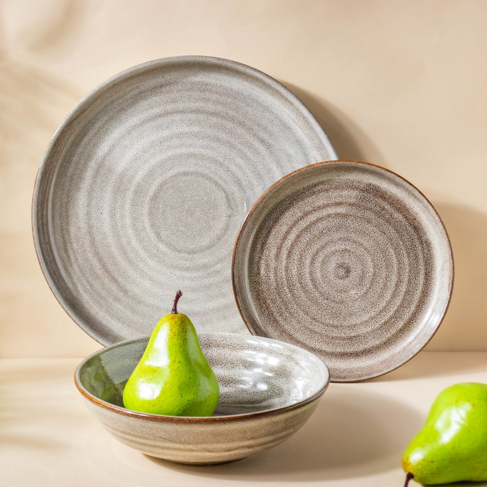 Spiral Handcrafted Dinner Plate Grey 10 Inch Nestasia
