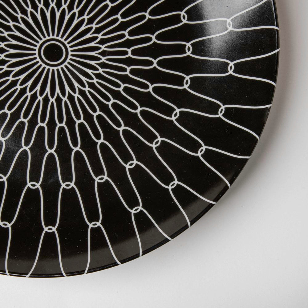Trellis Gloss Ceramic Dinner Plate Black 10 Inch Nestasia