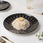 Trellis Gloss Ceramic Dinner Plate Black 10 Inch Nestasia