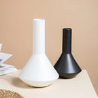 Minimalist Flask Shaped Ceramic Vase Black Nestasia