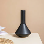 Minimalist Flask Shaped Ceramic Vase Black Nestasia