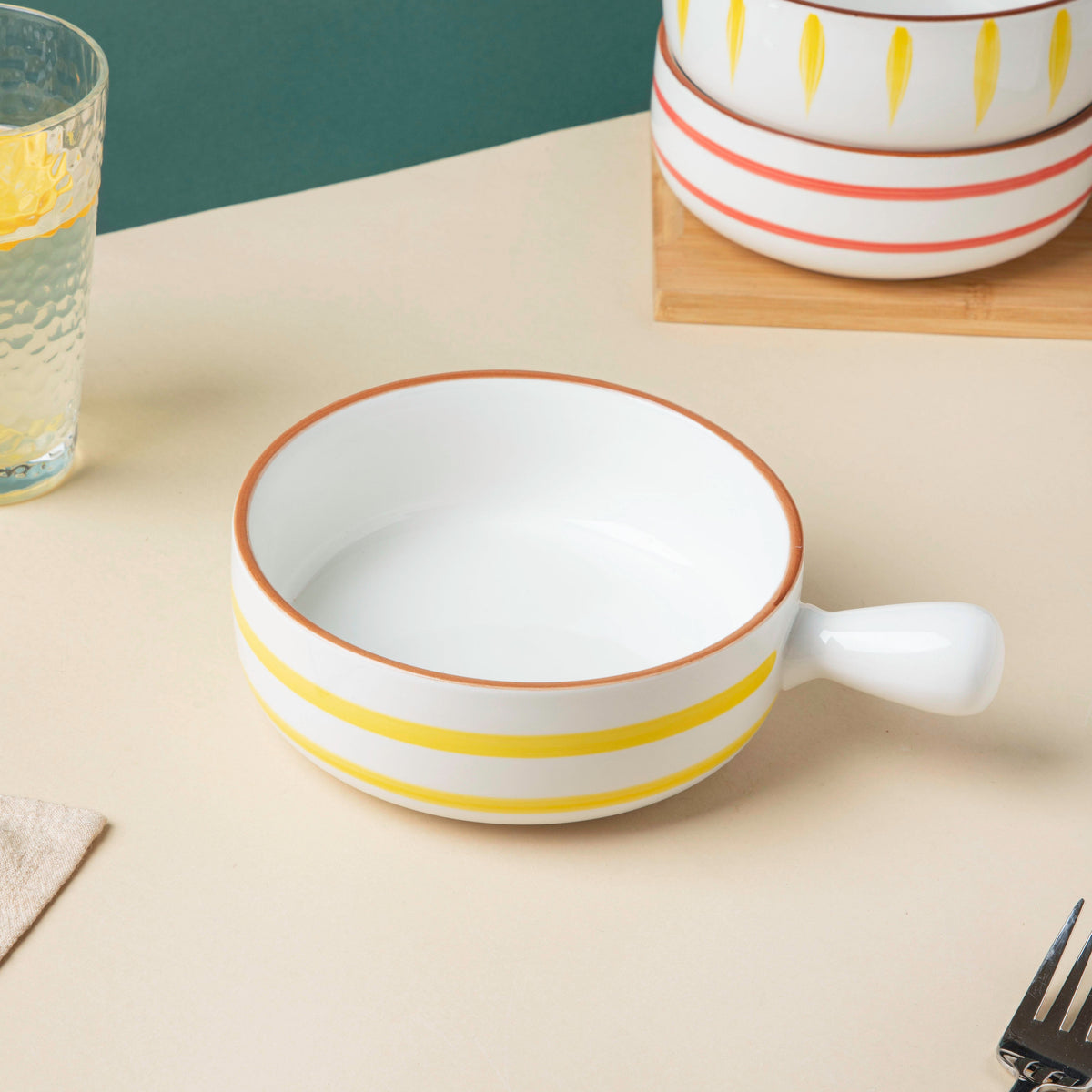 Swirl Baking Bowl With Handle Yellow Nestasia
