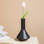 Minimalist Flask Shaped Ceramic Vase Black Nestasia