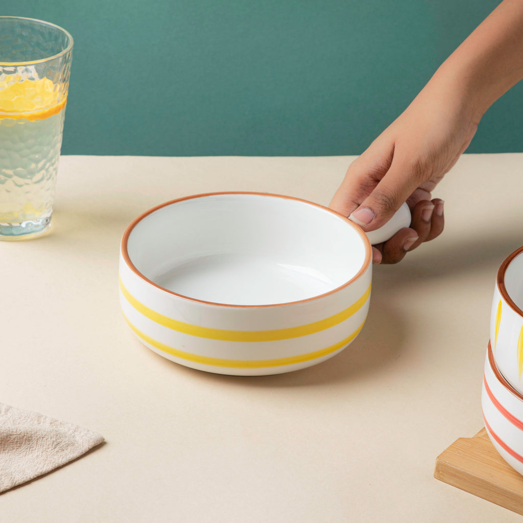Swirl Baking Bowl With Handle Yellow Nestasia