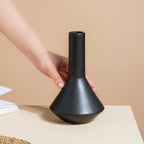 Minimalist Flask Shaped Ceramic Vase Black Nestasia