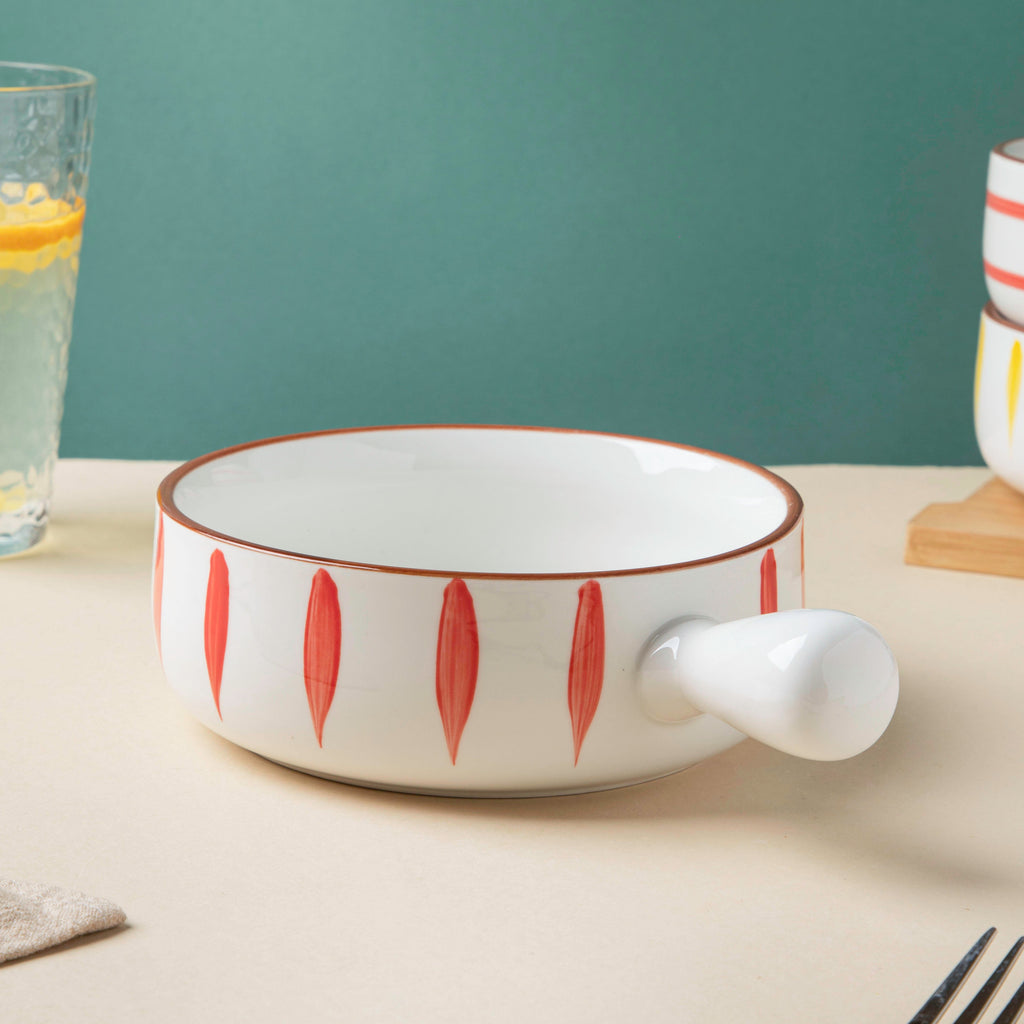 Teardrop Baking Bowl With Handle Red Nestasia