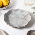 Eclectic Stoneware Wavy Snack Plate Grey 8 Inch Nestasia