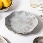 Eclectic Stoneware Wavy Snack Plate Grey 8 Inch Nestasia
