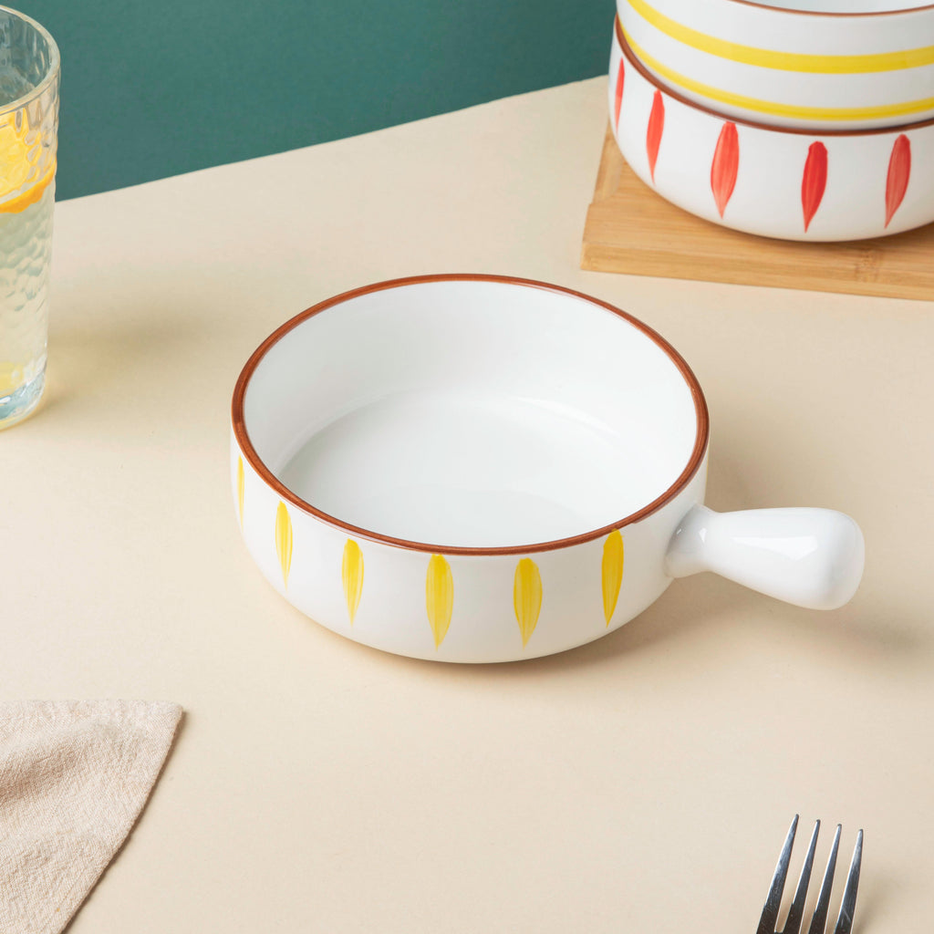 Teardrop Baking Bowl With Handle Yellow Nestasia