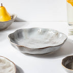 Eclectic Stoneware Wavy Snack Plate Grey 8 Inch Nestasia