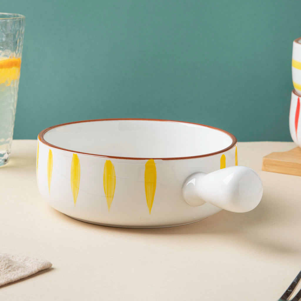 Teardrop Baking Bowl With Handle Yellow Nestasia