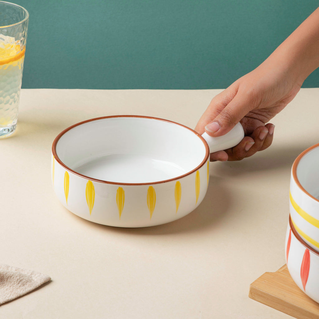 Teardrop Baking Bowl With Handle Yellow Nestasia