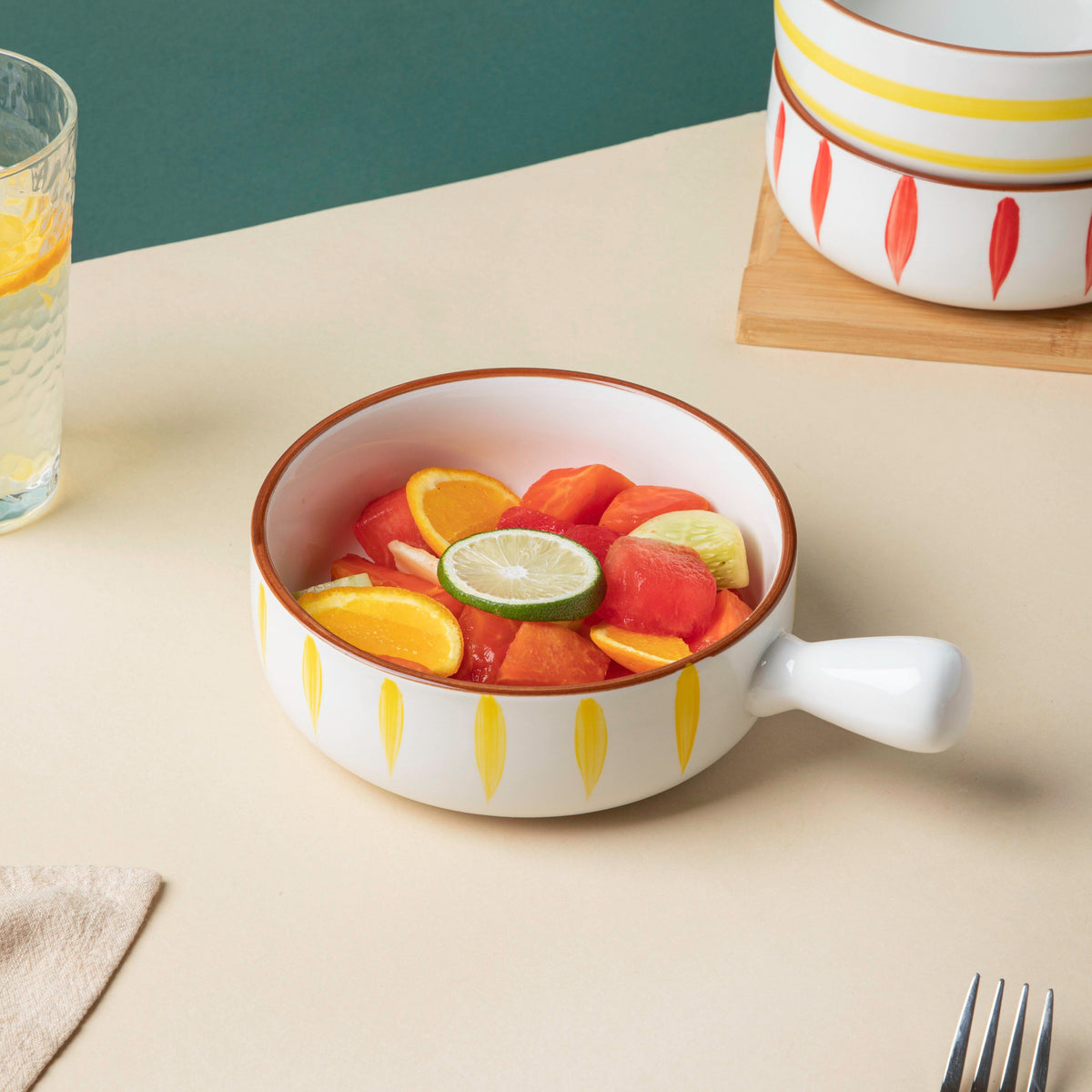 Teardrop Baking Bowl With Handle Yellow Nestasia